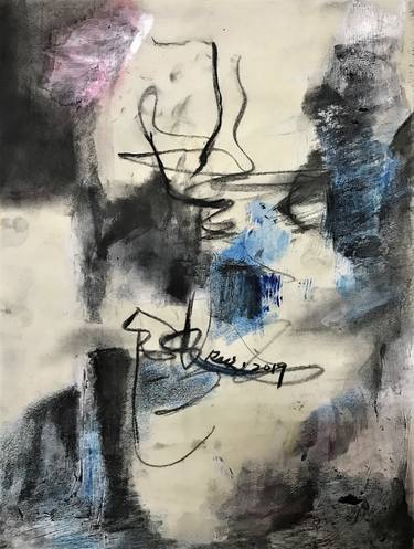 Original Abstract Expressionism Calligraphy Collage by Peijuin Chen