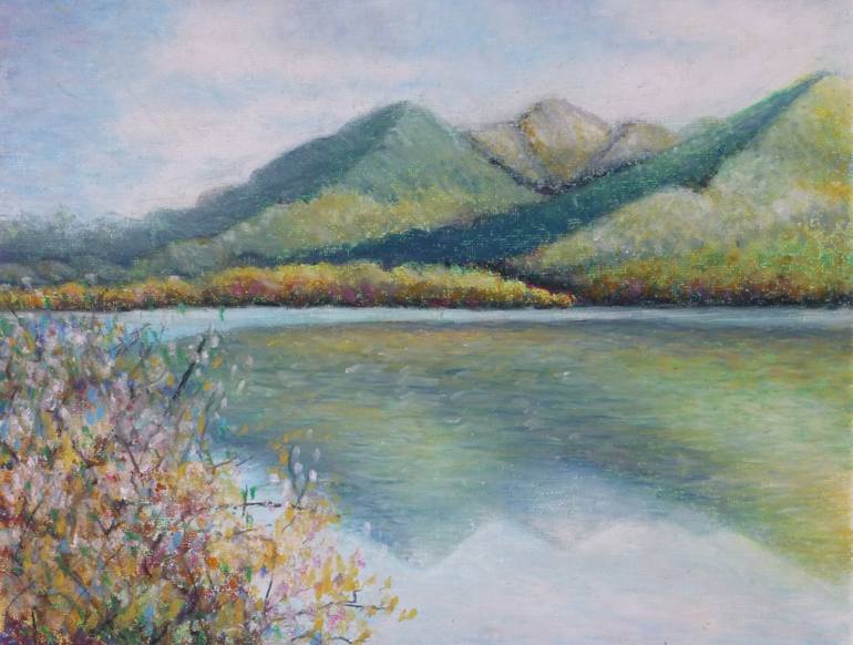 Original Landscape Painting by Haydee Horianski | Impressionism Art on Canvas | By the lake 2