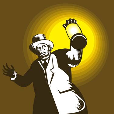 Man Wearing Top hat And Holding Lantern thumb