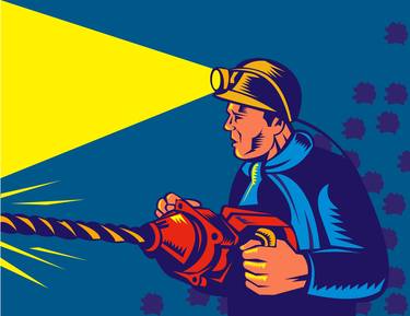 miner with jack drill retro thumb