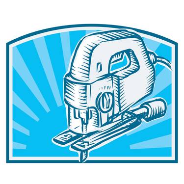 Jigsaw Power Tool Woodcut Retro thumb