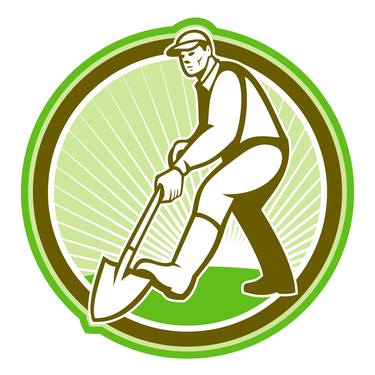 Gardener Landscaper Digging Shovel Circle thumb