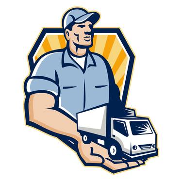 Delivery Man Handing Removal Van Crest Retro thumb