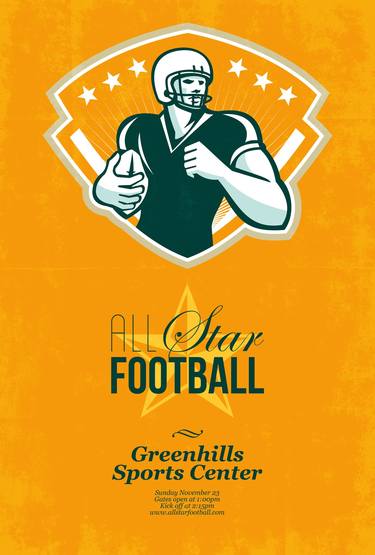 American All Star Football Retro Poster thumb