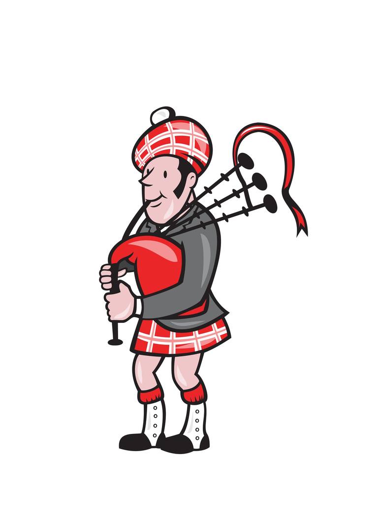 Scotsman Bagpiper Bagpipes Cartoon - Print