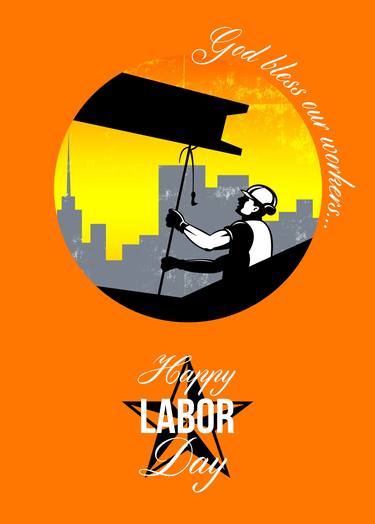 Steel Worker Happy Labor Day Greeting Card Poster thumb