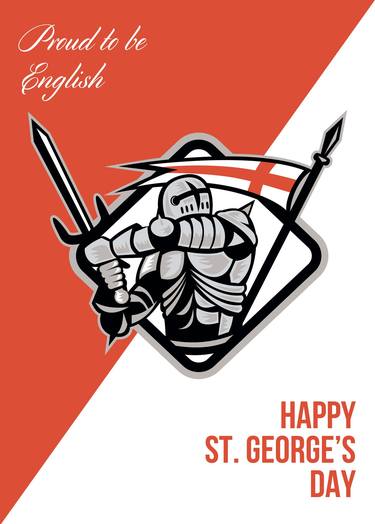 Proud To Be English Happy St George Greeting Card thumb