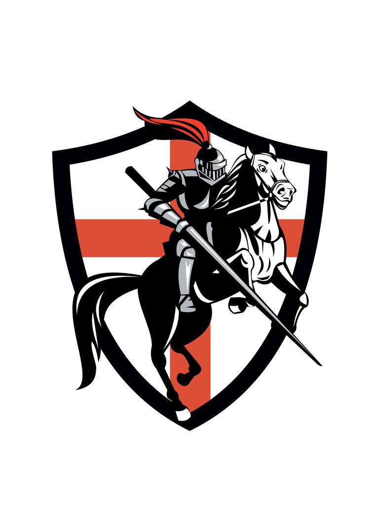 English Knight Riding Horse England Flag Retro New Media by aloysius ...