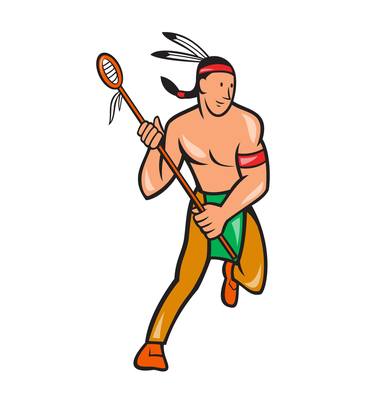 Native American Lacrosse Player Cartoon thumb