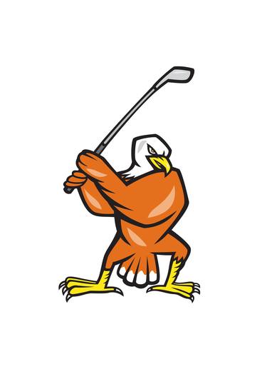 American Bald Eagle Playing Golf Cartoon thumb