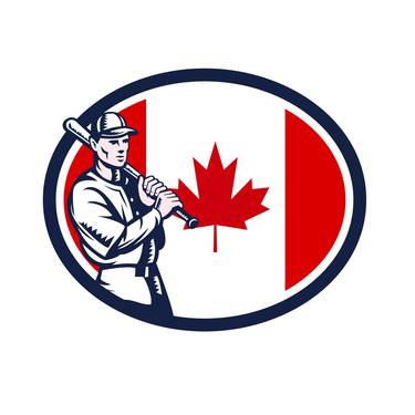 Canadian Baseball Batter Canada Flag Retro thumb