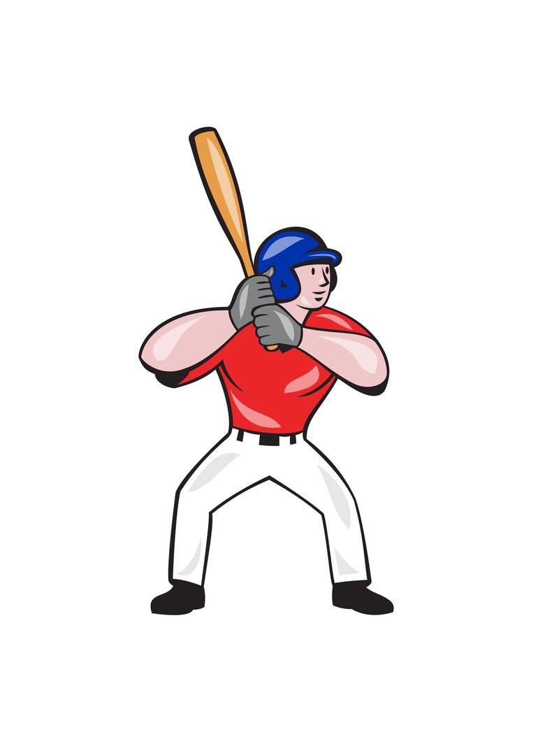 Baseball Player Batting Isolated Cartoon Poster by Aloysius