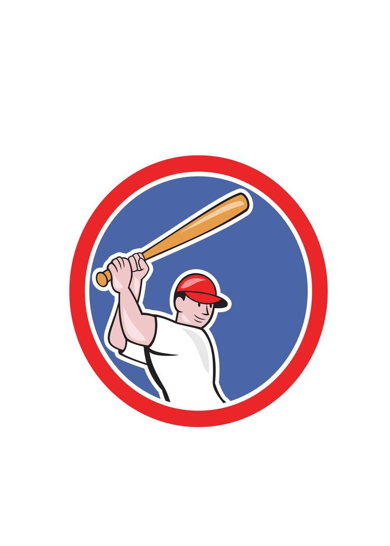 Baseball Player Batting Isolated Cartoon Poster by Aloysius