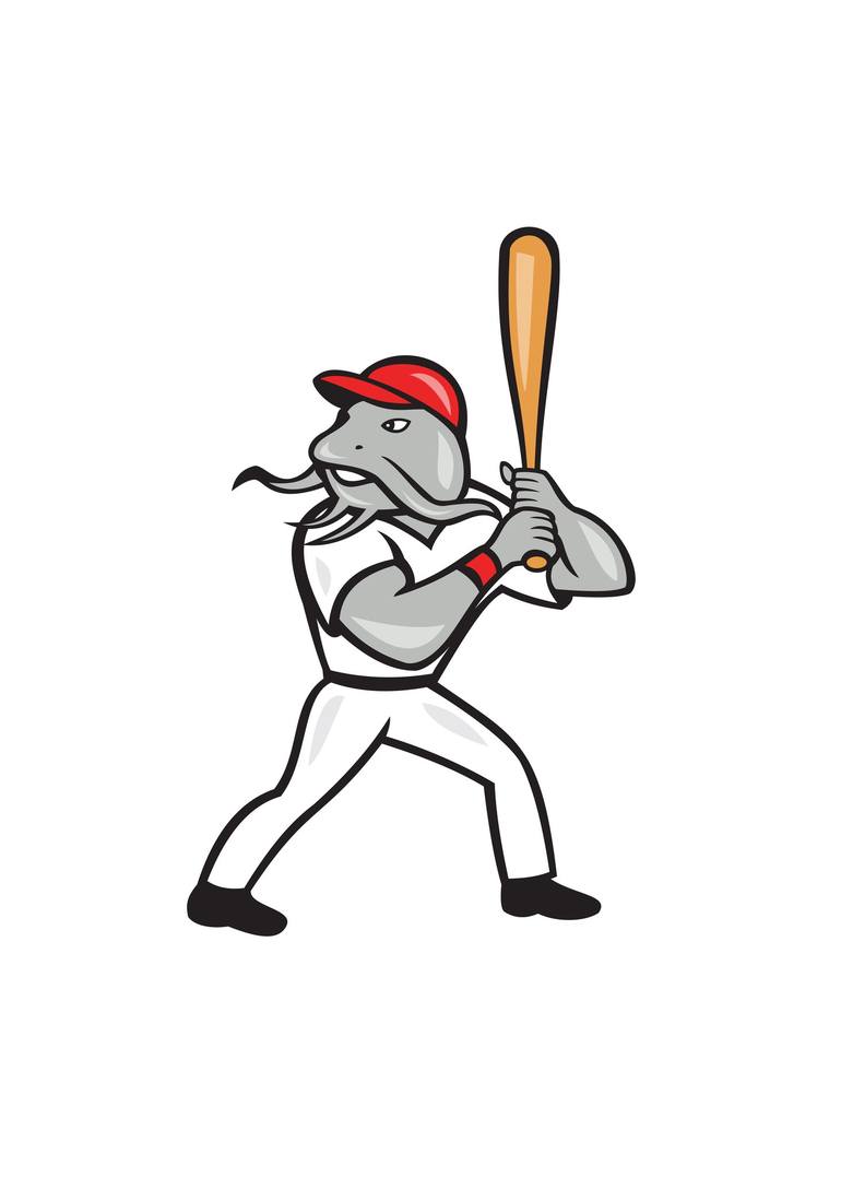 Baseball player batting side isolated cartoon Vector Image