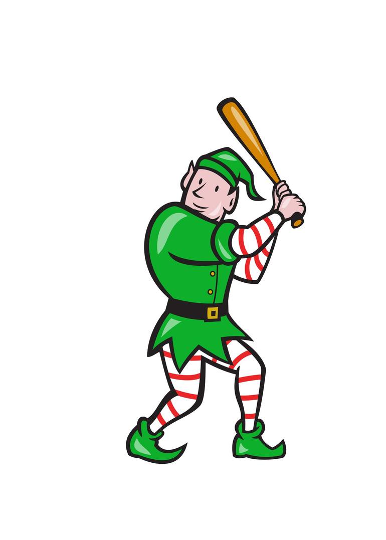 illustration of a baseball player batting cartoon style isolated