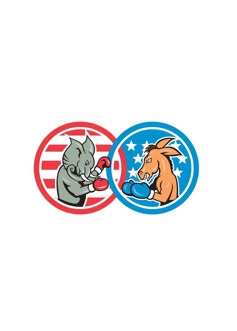 Boxing Democrat Donkey Versus Republican Elephant Mascot Mixed Media by  aloysius patrimonio | Saatchi Art