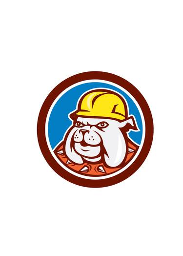 Bulldog Construction Worker Head Cartoon thumb