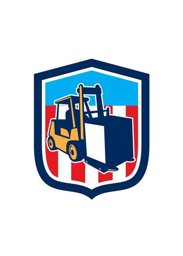 Forklift Truck Materials Logistics Shield Retro thumb