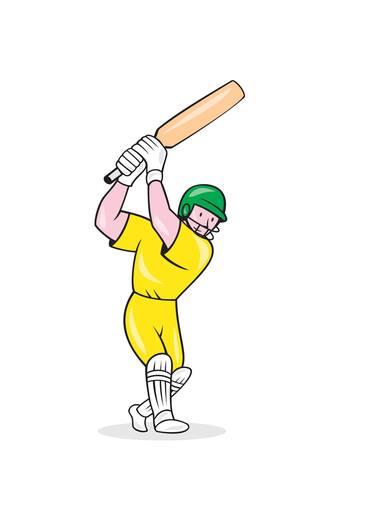 Cricket Player Batsman Batting Cartoon thumb