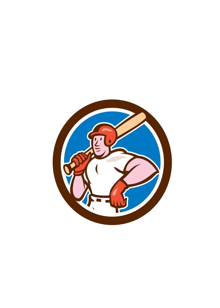 Baseball Player Batting Isolated Full Cartoon Mixed Media by aloysius  patrimonio