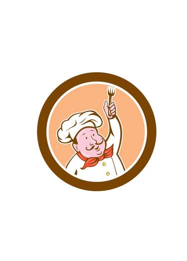 Chef Cook Holding Fork Cartoon thumb