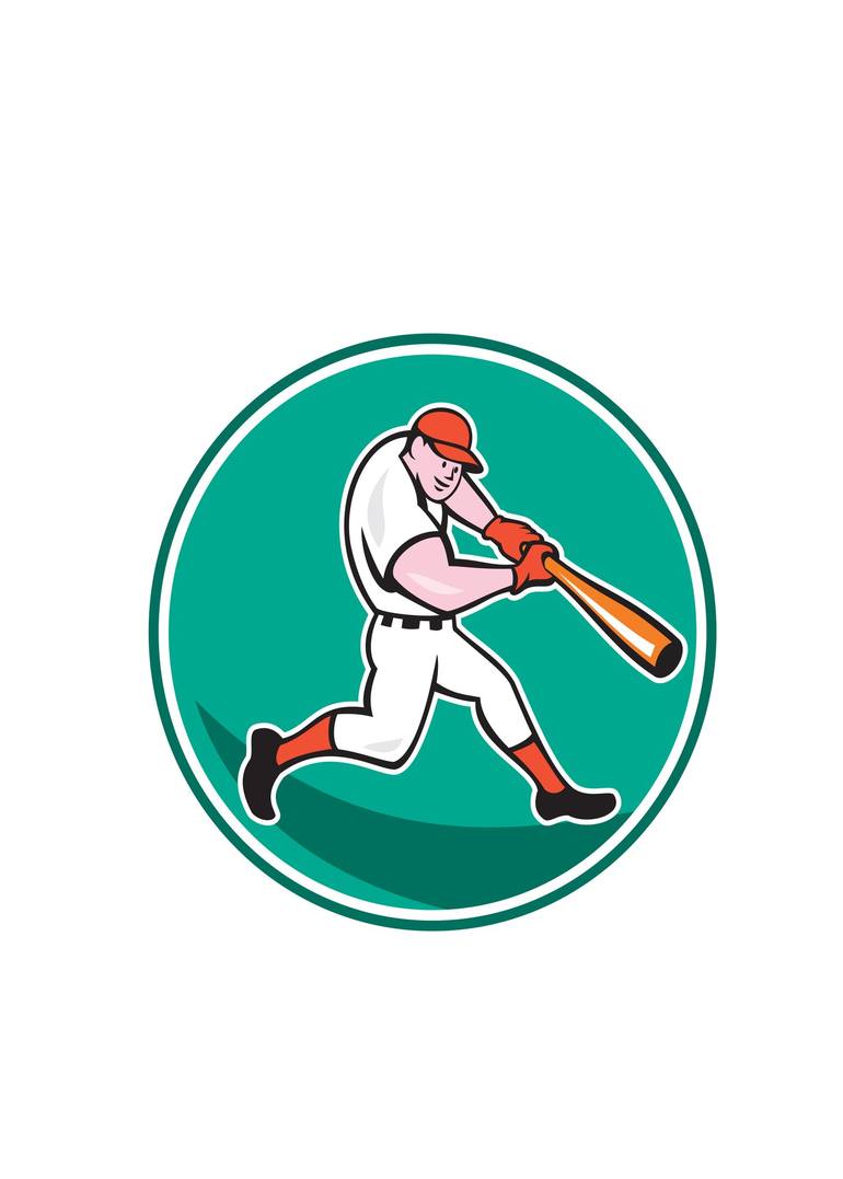 Baseball Player Batting Stance Isolated Cartoon by patrimonio