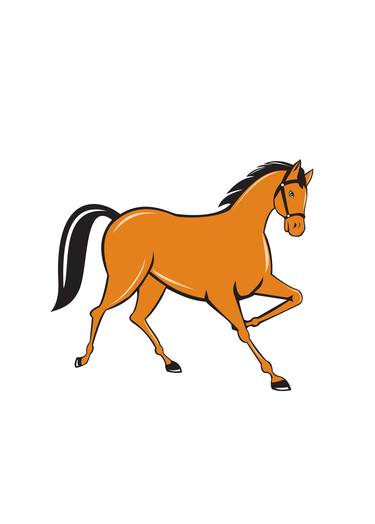 Horse Cantering Side Cartoon thumb