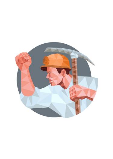 Coal Miner Pick Axe Fist Low Polygon thumb