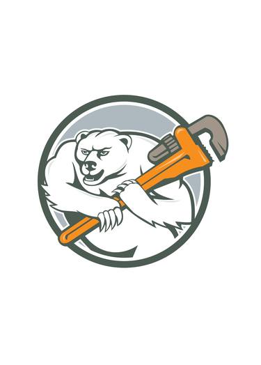 Polar Bear Plumber Monkey Wrench Circle thumb