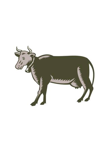 Dairy Cow Side View Woodcut thumb