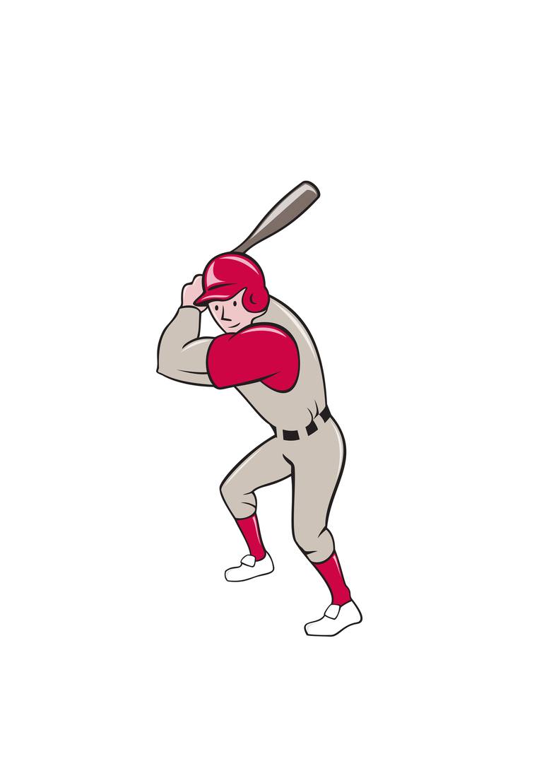 Baseball Player Batting Isolated Cartoon Digital Art by Aloysius Patrimonio  - Fine Art America