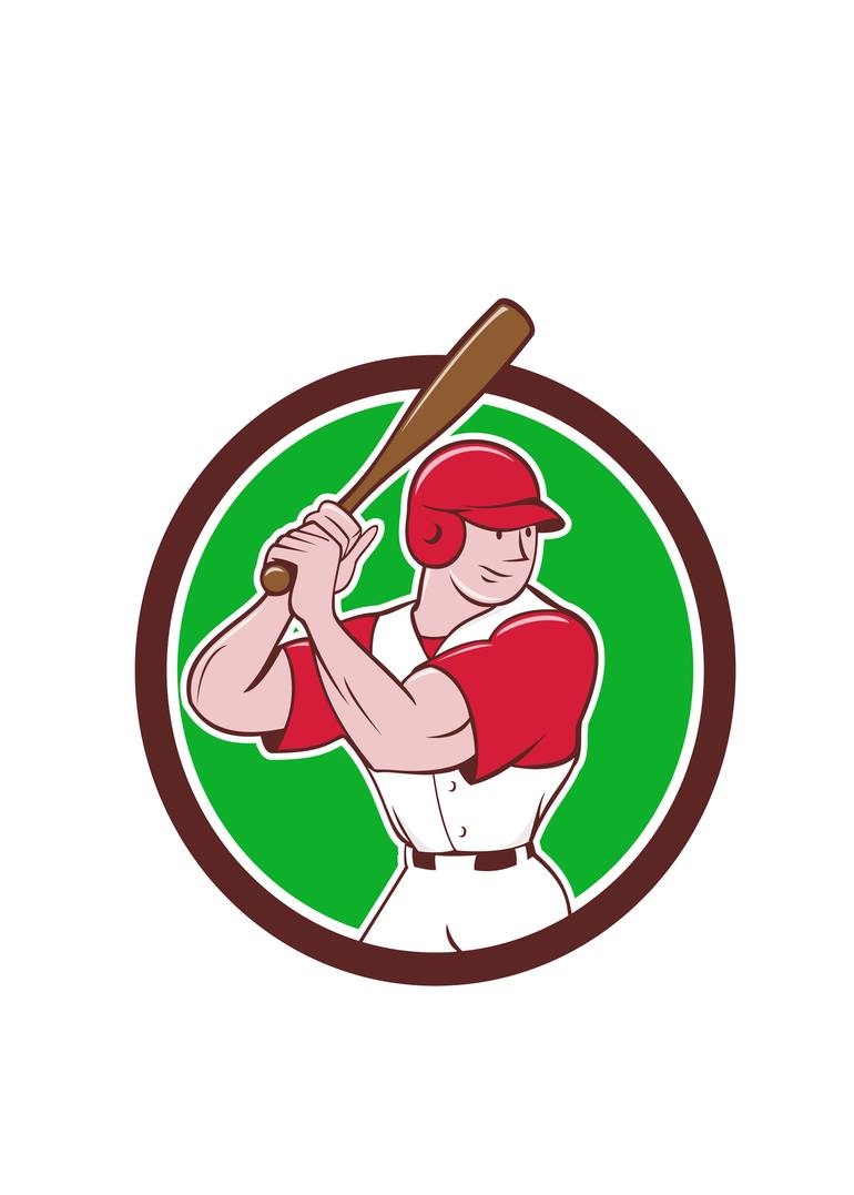 Baseball Player Batting Isolated Full Cartoon Mixed Media by aloysius  patrimonio