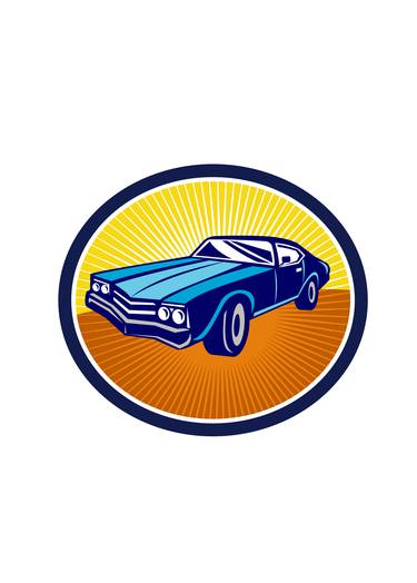 American Vintage Muscle Car Rear Retro thumb