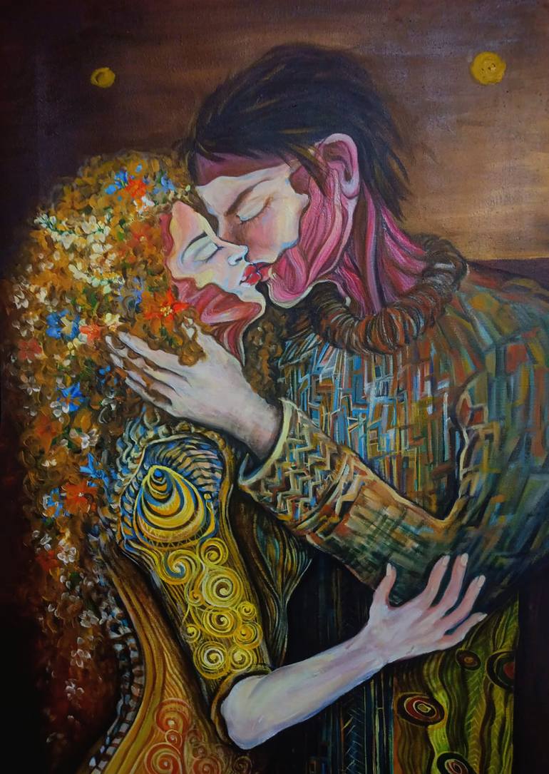 Original Art Nouveau Love Painting by Safir Rifas