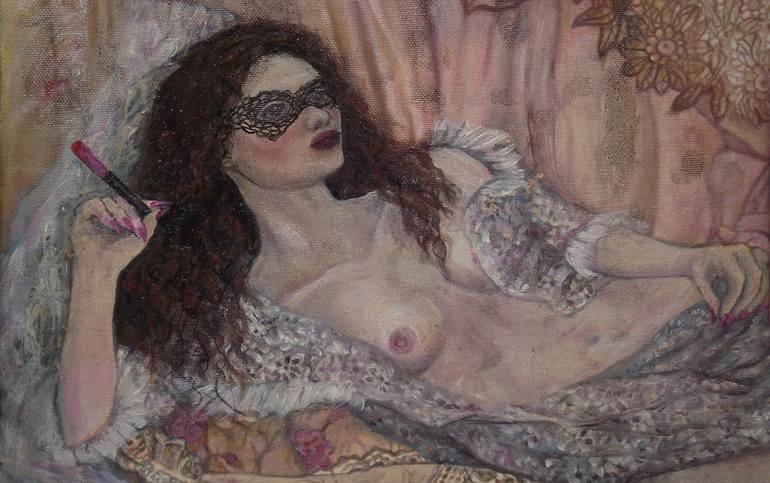 Original Portraiture Nude Painting by SAFIR RIFAS