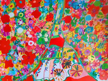 Original Abstract Floral Collage by Brigite OURY