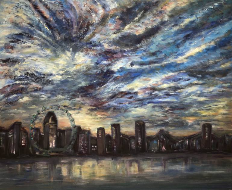 Original Cities Painting by Shieh Wei Boon | Contemporary Art on Canvas | Before the Night Falls