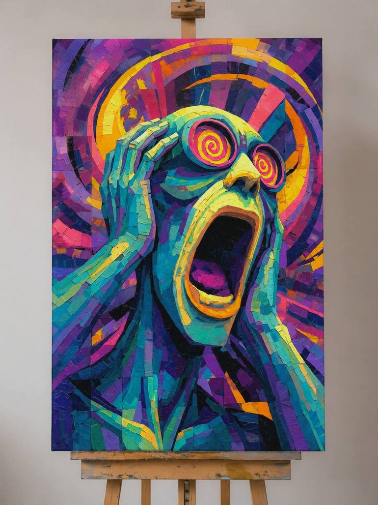 Original Famous Painting by Sajid Jubair  Symbolism Art on Canvas  Mind Screaming Game