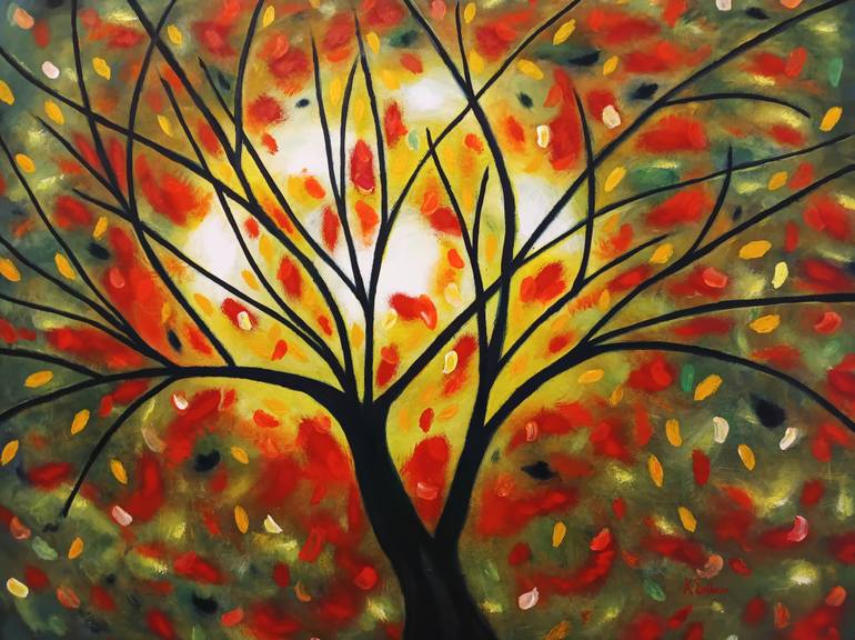 Original Abstract Painting by Katerina Stathatos | Abstract Art on Canvas | The whisper of the tree and the dancing periphery