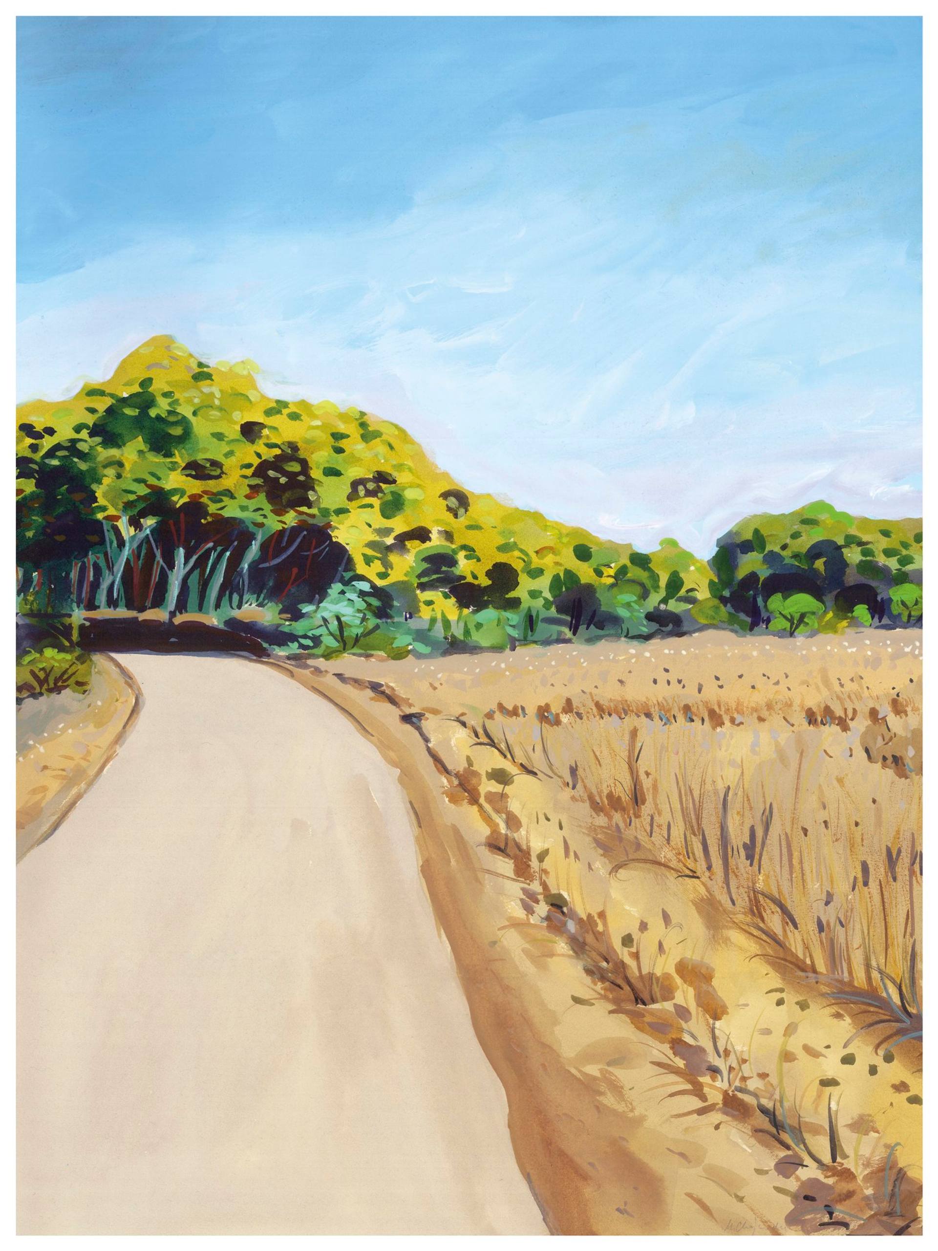 Sunny Road to a Costa Brava Forest Painting by Marta Chojnacka
