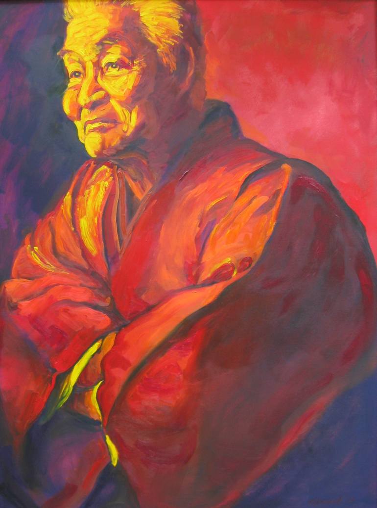 Man in Red Kimono Painting by M Susan Broussard | Saatchi Art