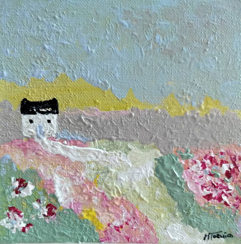 Original Abstract Painting by Manuela Talarico | Abstract Art on Canvas | The Little House on the Hill