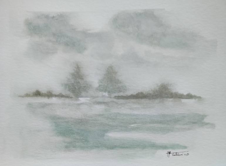 Original Landscape Painting by Manuela Talarico | Abstract Art on Paper | The Lake