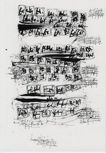 Original Abstract Expressionism Language Drawings by Federico Federici
