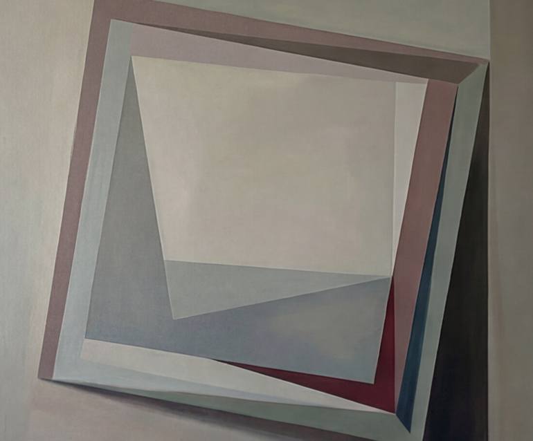 Precarious Geometry in Muted Hues Original Painting by irina krassilova