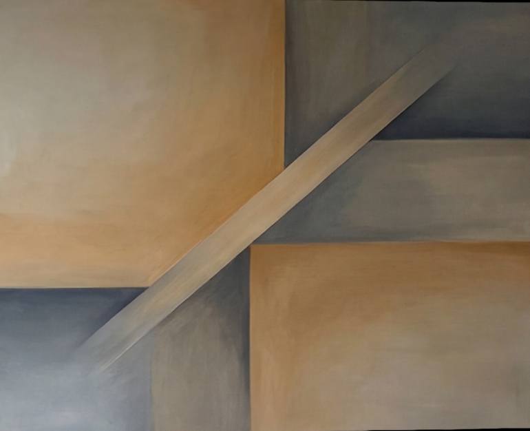 Diagonal Light Across Muted Forms Original Painting by irina krassilova