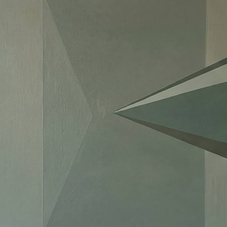 Geometric Tension in Muted Landscape Original Painting by irina krassilova