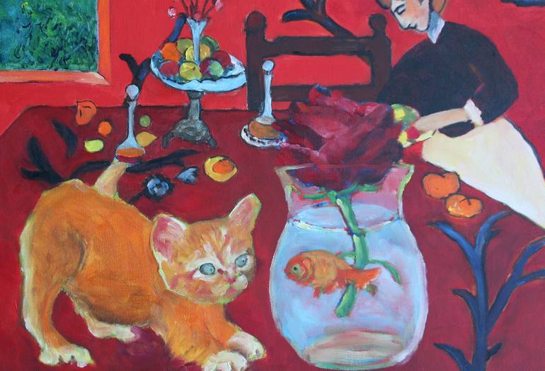 Matisse's Cat Painting by Kimiko Sakai | Saatchi Art