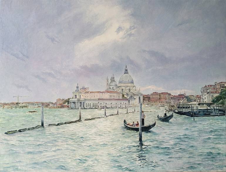 Original Landscape Painting by Natalia Sidorina | Impressionism Art on Canvas | On the border of air and water, Venice, Episode 2