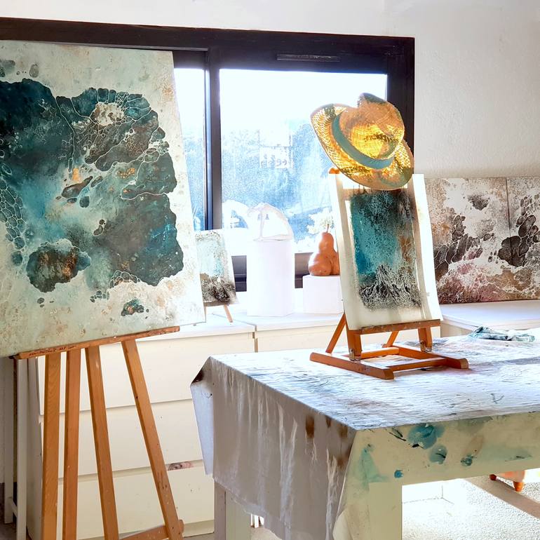 Original Abstract Expressionism Abstract Painting by Murielle Velay Alias Mirabelle